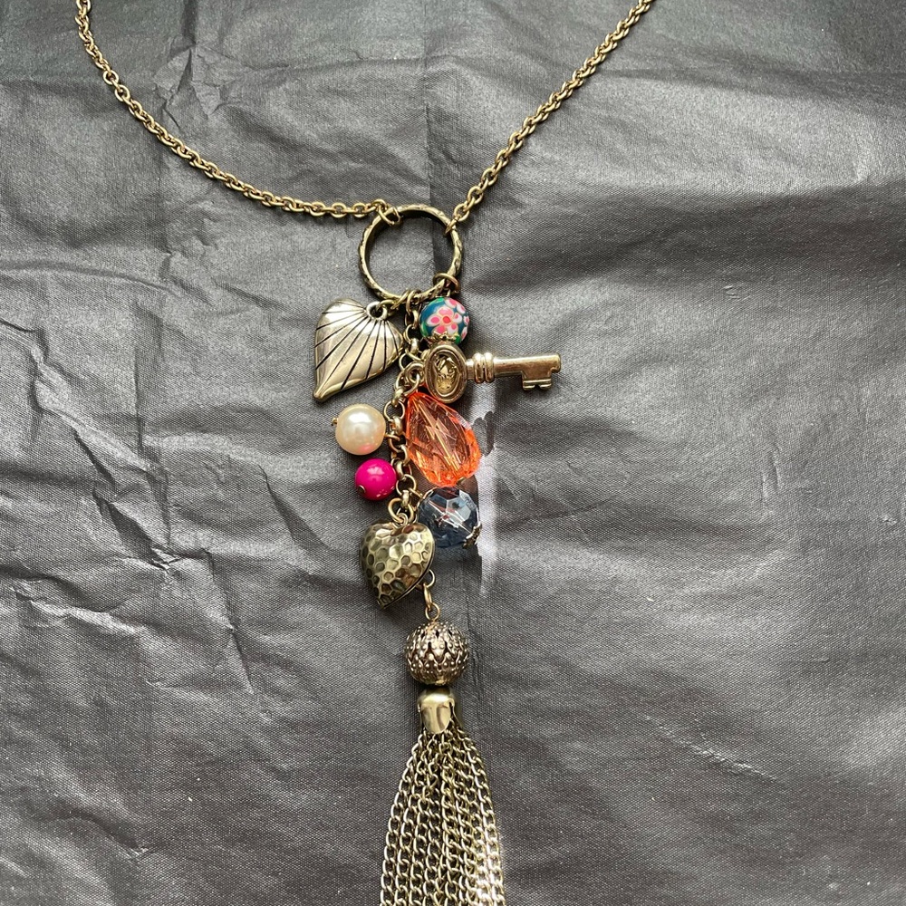 Elegant Gold Necklace with Colorful Charms